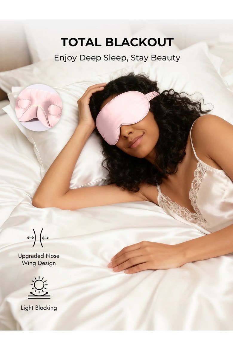 22 Momme Mulberry Silk Upgraded 3D Adjustable Eye Mask, Alternate, color, Pink