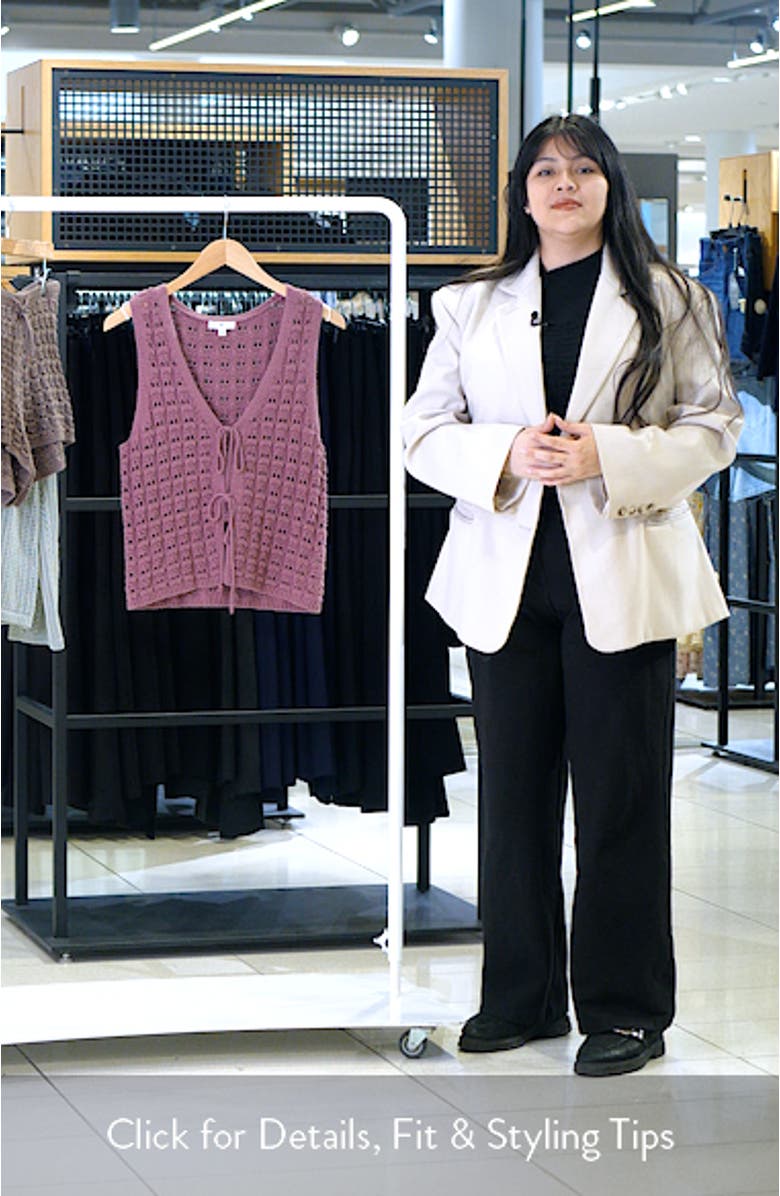 Tie Front Cotton Sweater Vest, sales video thumbnail