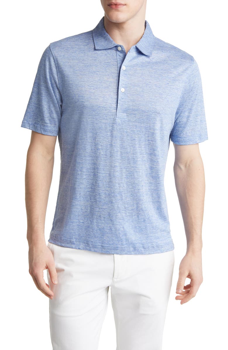 Scott Barber Mélange Linen Polo, Main, color, 