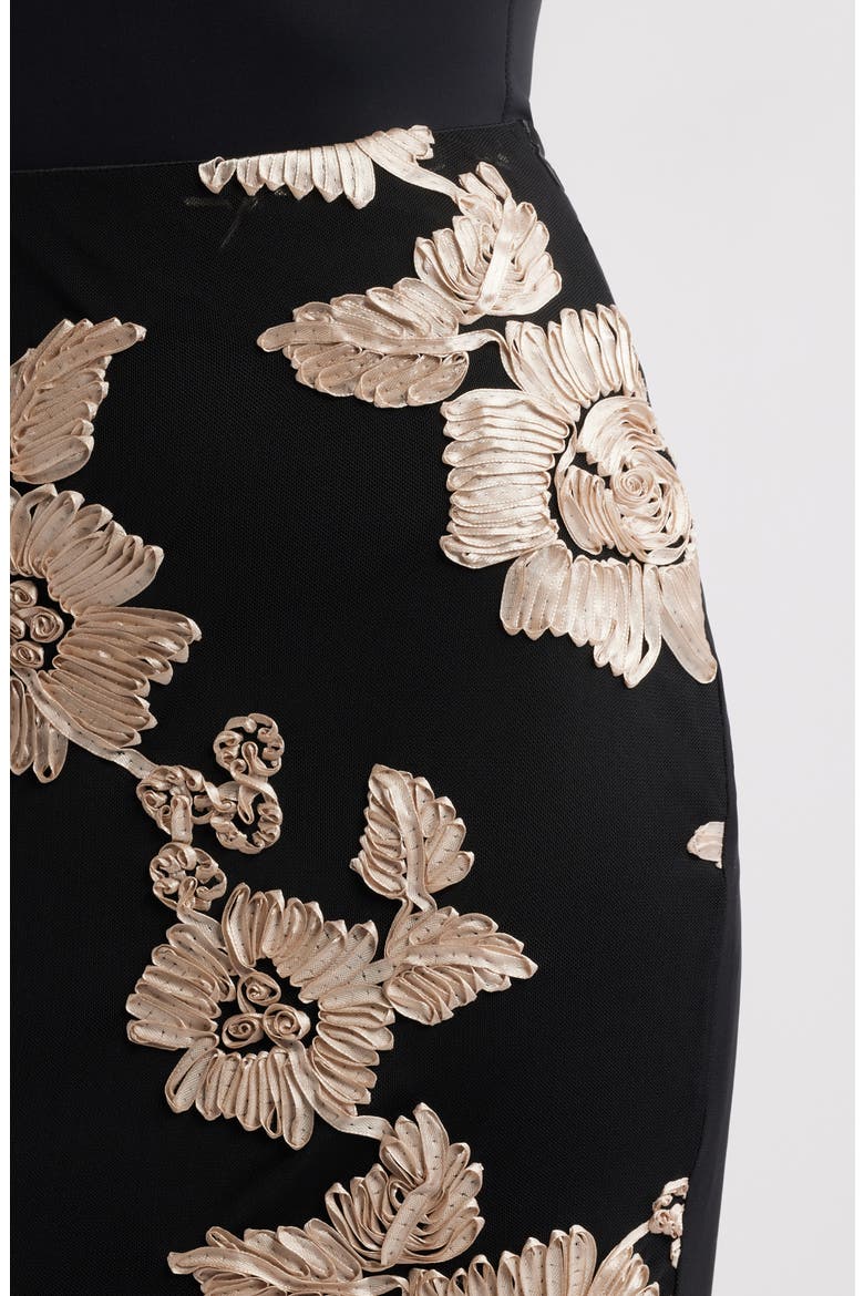 Vivica Floral Soutache Skirt, Alternate, color, BLACK
