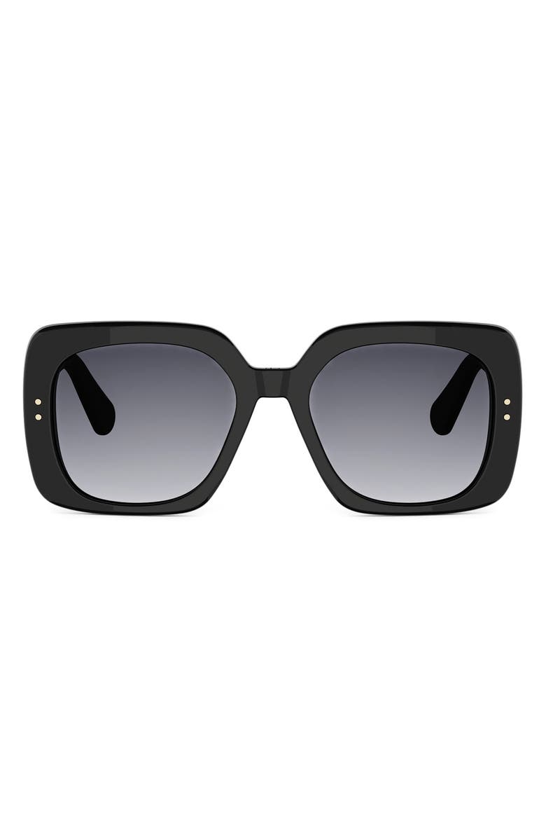 DIOR Oblique S1I 54mm Gradient Square Sunglasses, Main, color, Shiny Black / Gradient Smoke