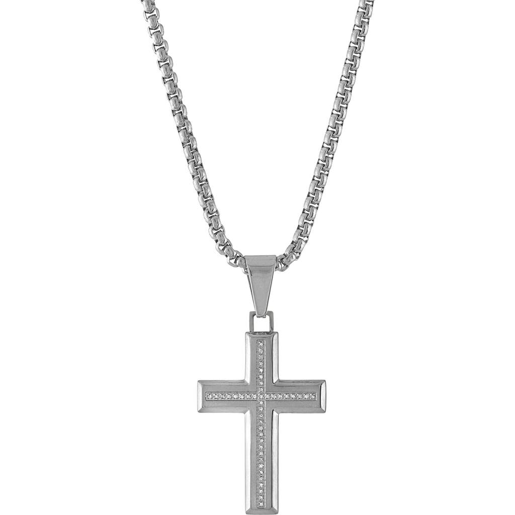 Esquire Stainless Steel Diamond Cross Pendant Necklace