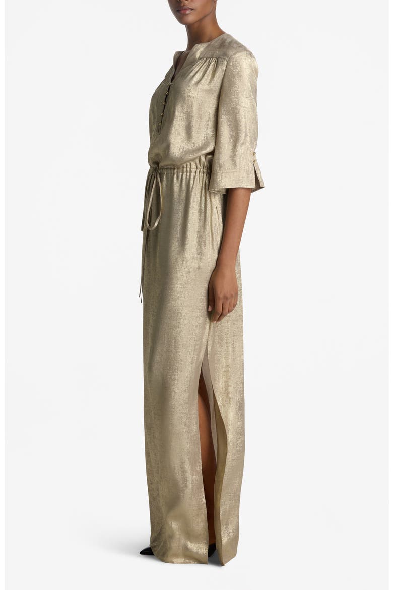 Metallic Tie Waist Gown, Alternate, color, CHAMPAGNE