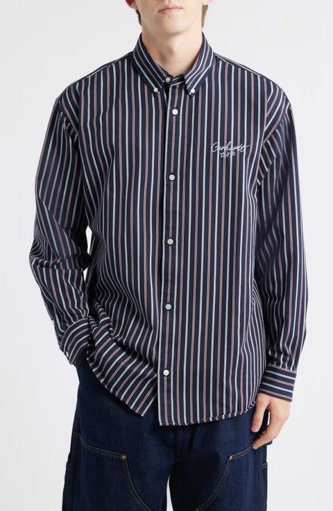 Palance Stripe Cotton Button-Down Shirt