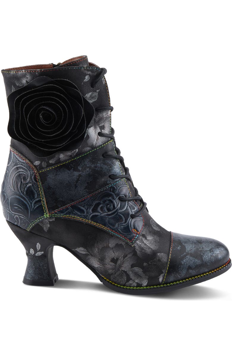 L'Artiste by Spring Step Roselia Lace-Up Cap Toe Bootie, Alternate, color, Black Multi