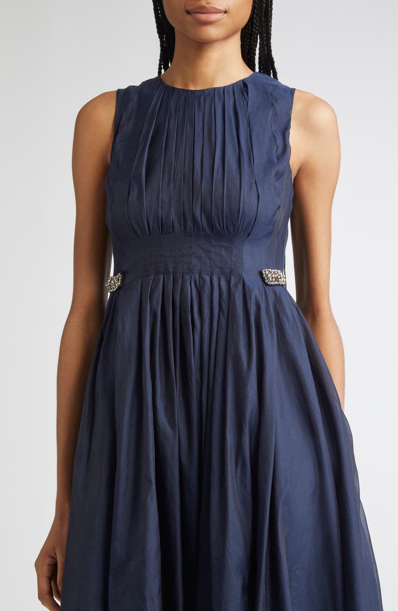Max Mara Wally Pleated Silk Blend Organza Dress, Alternate, color, Ultramarine