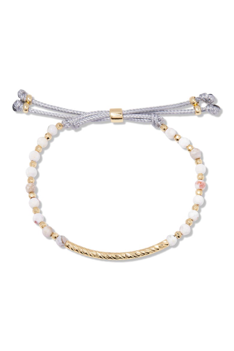 Savannah Howlite Beaded Slider Bracelet, Main, color, GOLD