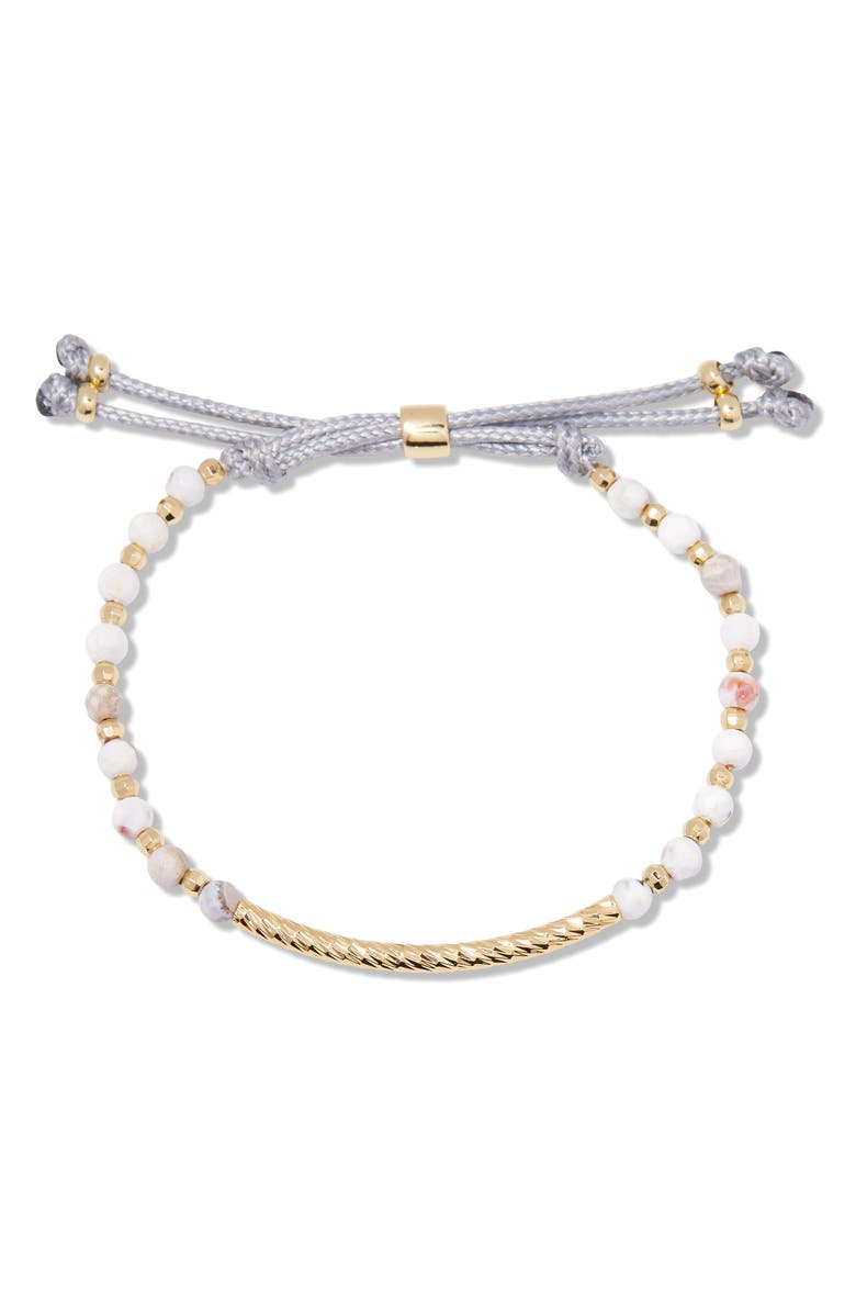 Brook and York Savannah Howlite Beaded Slider Bracelet, Main, color, Gold