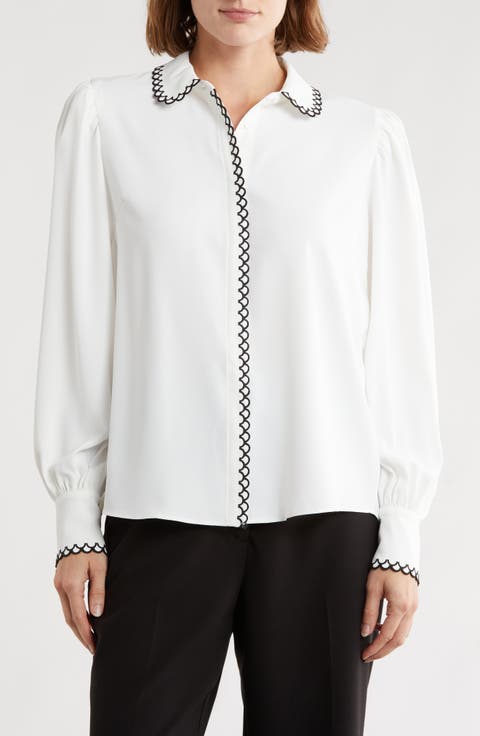 The Roshan Scalloped Trim Button-Up Shirt