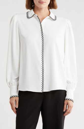 Elie Tahari The Roshan Scalloped Trim Button-Up Shirt