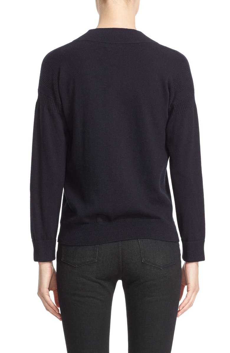 Burberry Brit Check Print Cuff V-Neck Cashmere Blend Sweater, Alternate, color, 