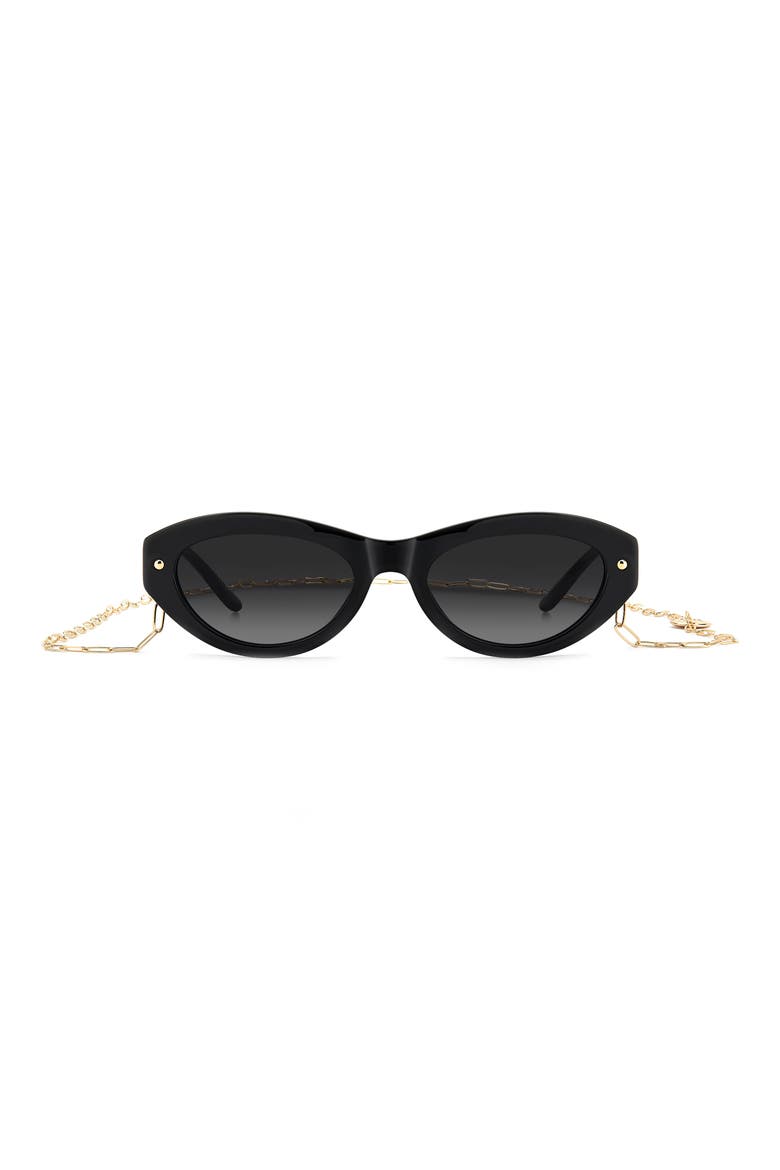 HER 0406/S 52mm Cat Eye Sunglasses, Main, color, BLACK/ DARK GREY SF