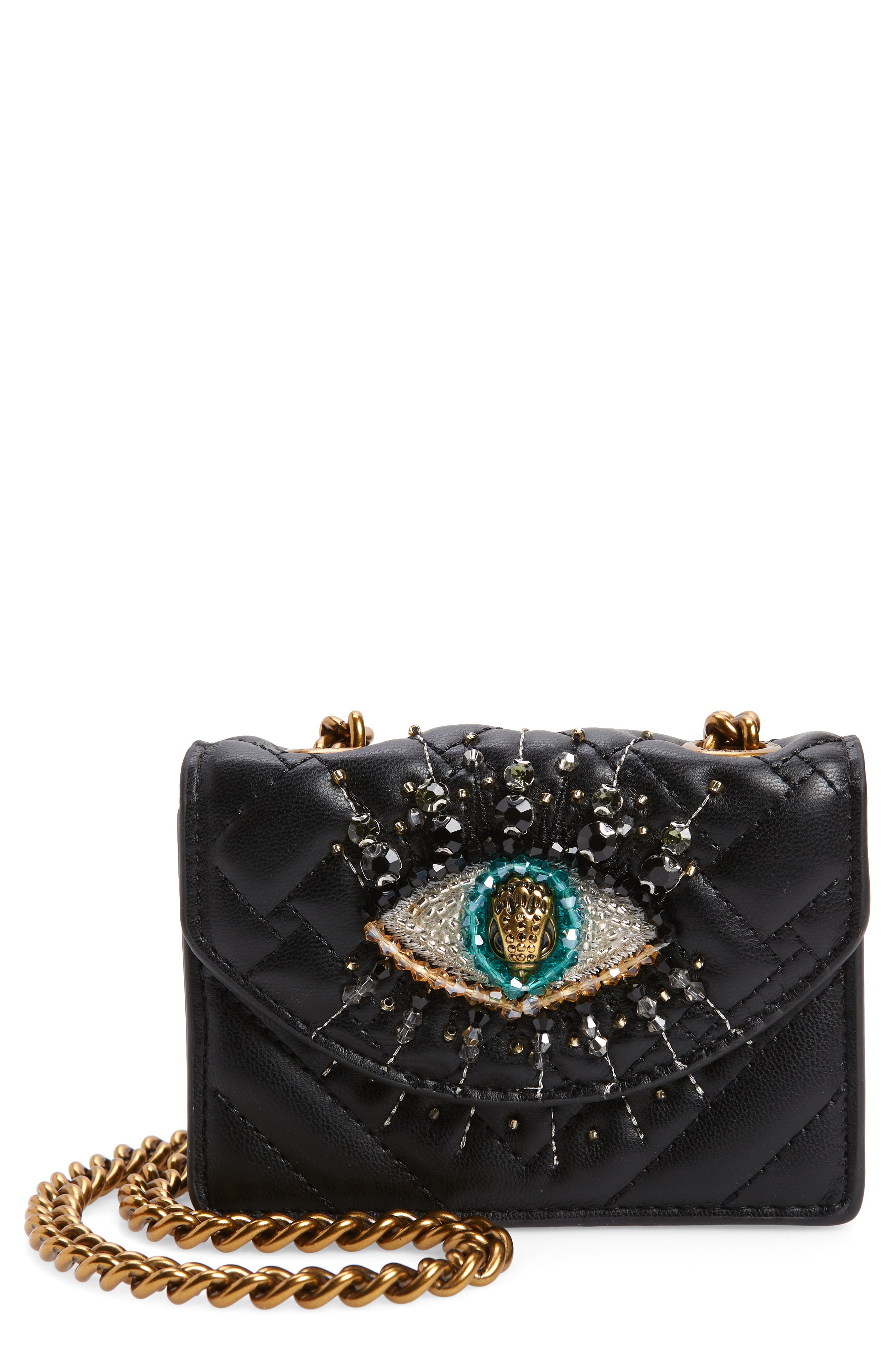 Kurt Geiger London Micro Kensington Eye Quilted Leather Crossbody Bag, Main, color, 