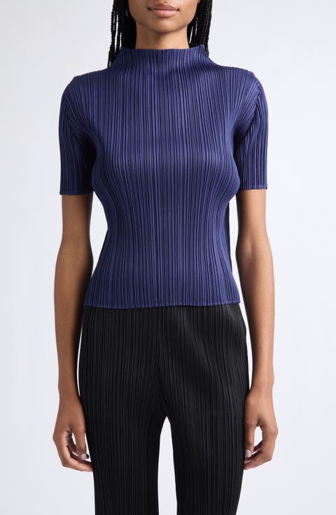 Monthly Colors September Pleated Short Sleeve Top