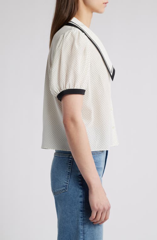 Shop Frame Silk Sailor Button-up Top In Cream Multi