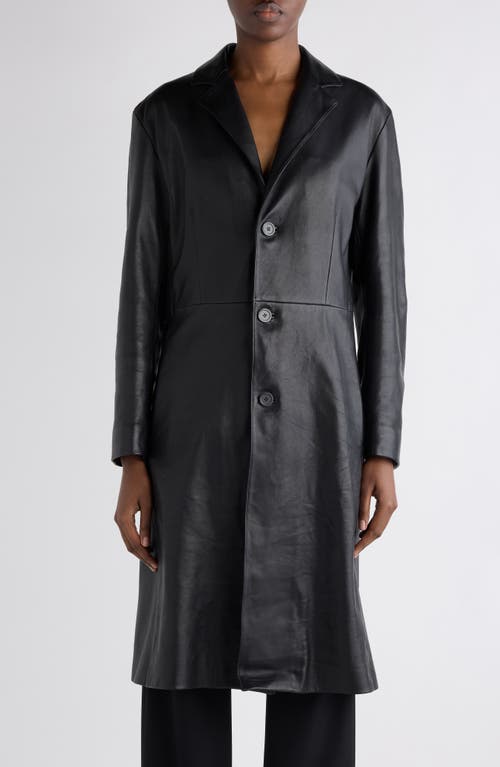Balenciaga Button-fastening Leather Coat In Black