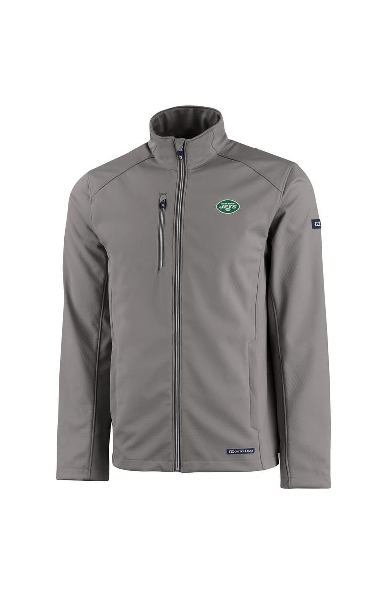 Cutter & Buck Men's Cutter & Buck Gray New York Jets Evoke Eco Softshell Recycled Full-Zip Jacket, Alternate, color, 