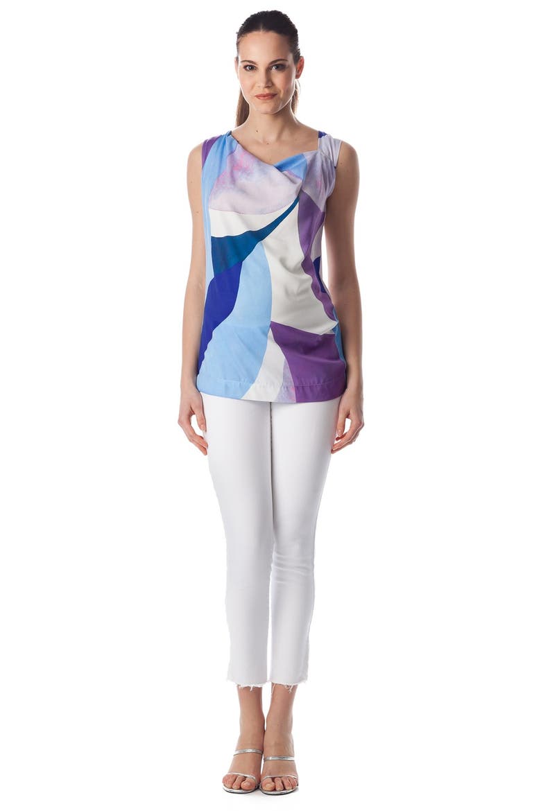 'Fialka' Graphic Maternity Top, Alternate, color, SKY SURF/ WHITE JERSEY