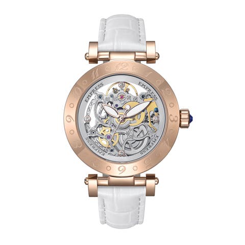 Theodora Automatic Skeleton Leather-Band Watch