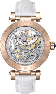 Empress Theodora Automatic Skeleton Leather-Band Watch