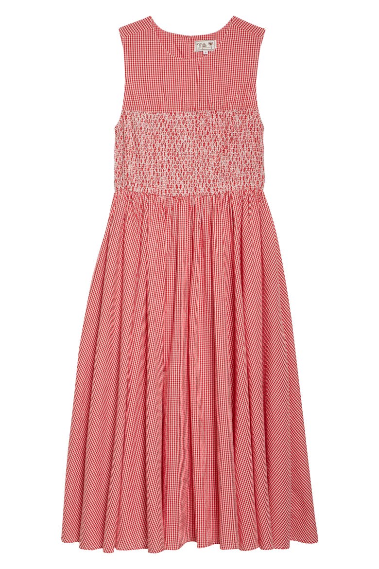 Coco Sleeveless Cotton Fit & Flare Dress, Alternate, color, RED GINGHAM