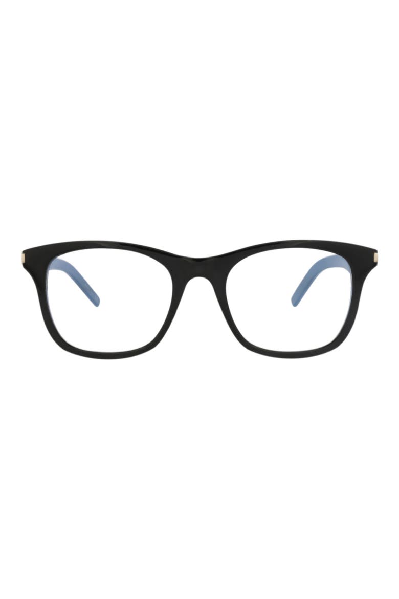 50mm Square Optical Glasses, Main, color, BLACK BLACK TRANSPARENT