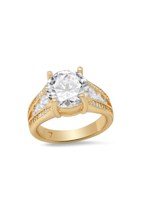 Round Cut Simulated Diamond Pavé Ring