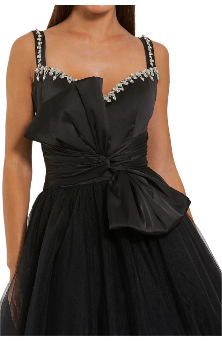 Mac Duggal Sleeveless Tulle Sweetheart Neck Ballgown With Bow, Alternate, color, Black