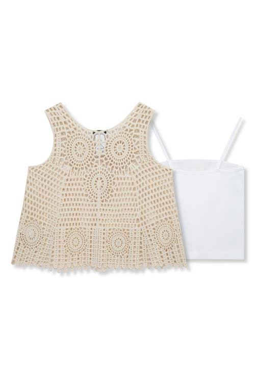 Truce Kids' Open Stitch Tank & Camisole Set In Off-white
