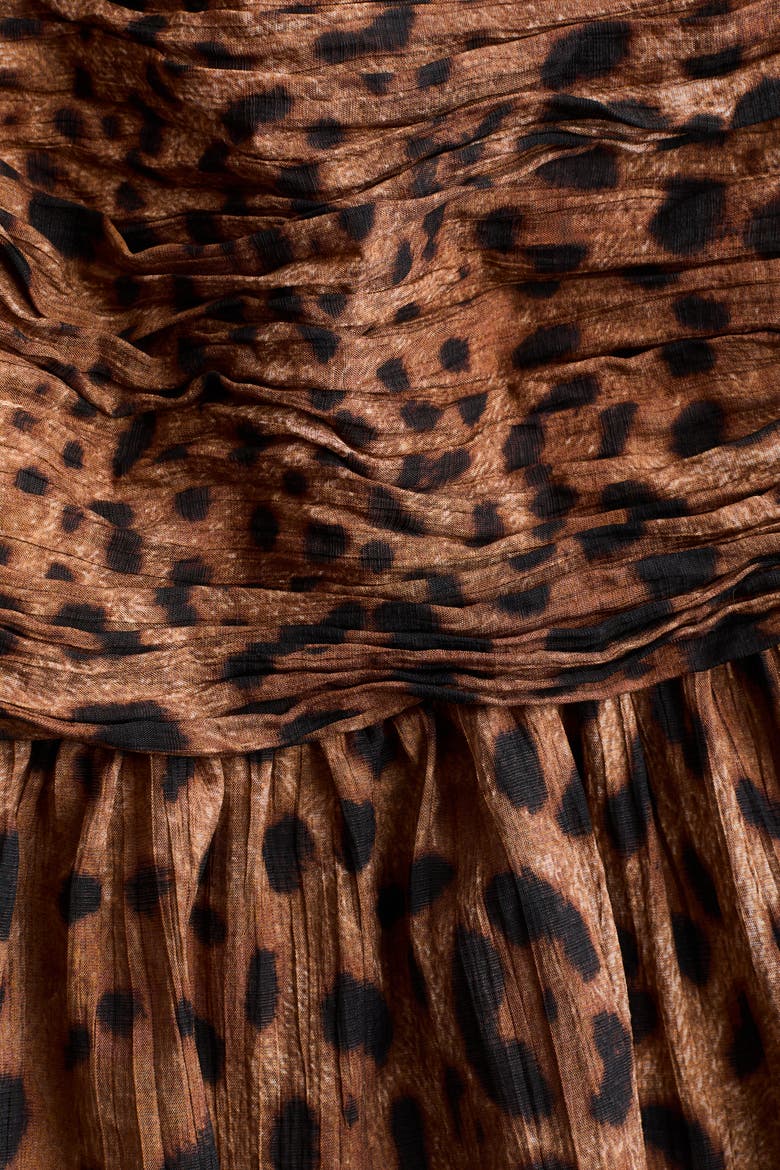 Ruched Scarf-detail Dress, Alternate, color, Light brown/leopard print