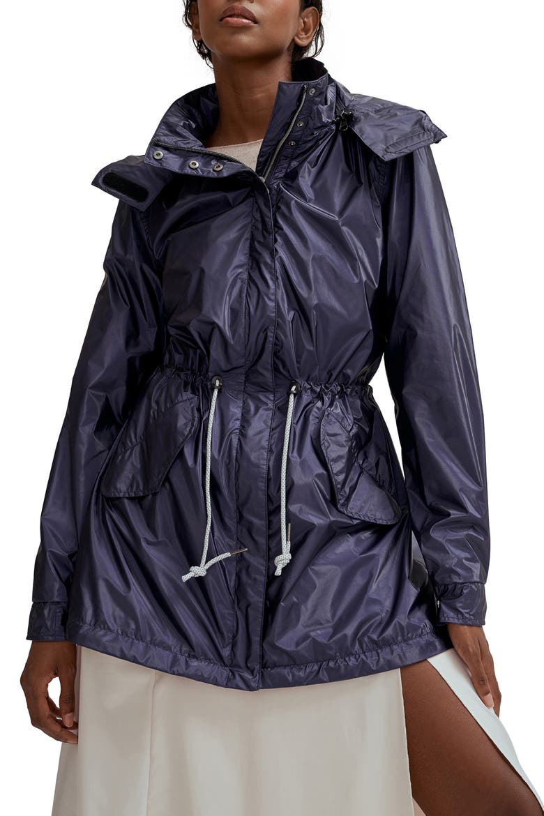 Metallic Water Resistant Raincoat with Removable Hood, Main, color, MIDNIGHT METALLIC