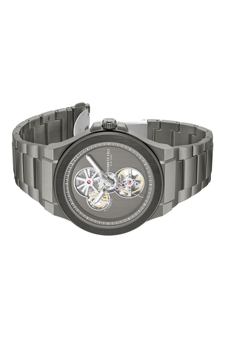 Grove Open Heart Automatic Watch, 43mm, Alternate, color, DARK GRAY / GUN