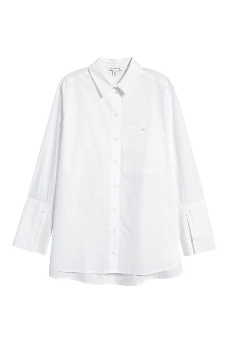 Women's Cotton Poplin Button-Up Shirt, Alternate, color, WHITE
