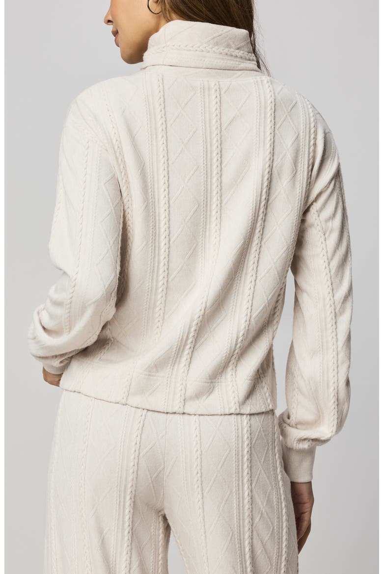 Cable Lounge Turtleneck Top, Alternate, color, PALE OAK WHITE HEATHER