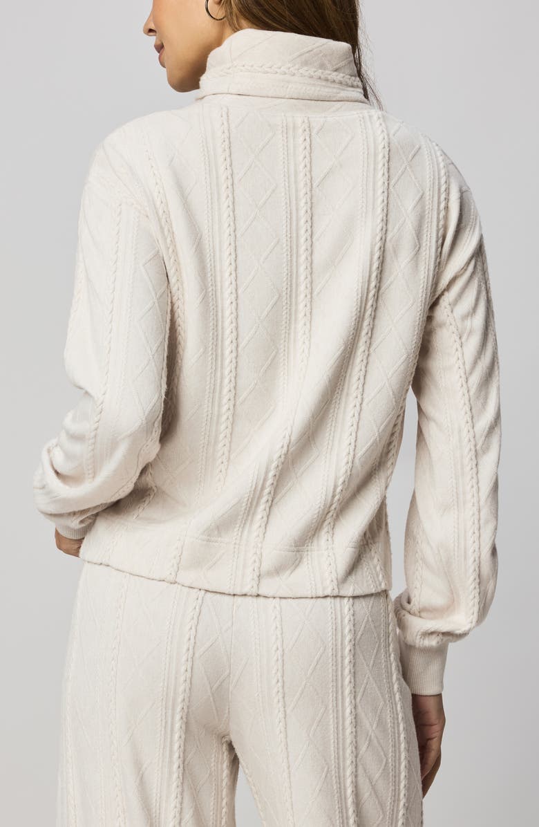 Splendid Cable Lounge Turtleneck Top, Alternate, color, Pale Oak White Heather
