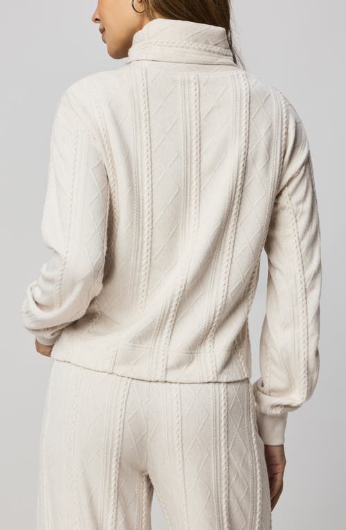 Splendid Cable Lounge Turtleneck Top In White