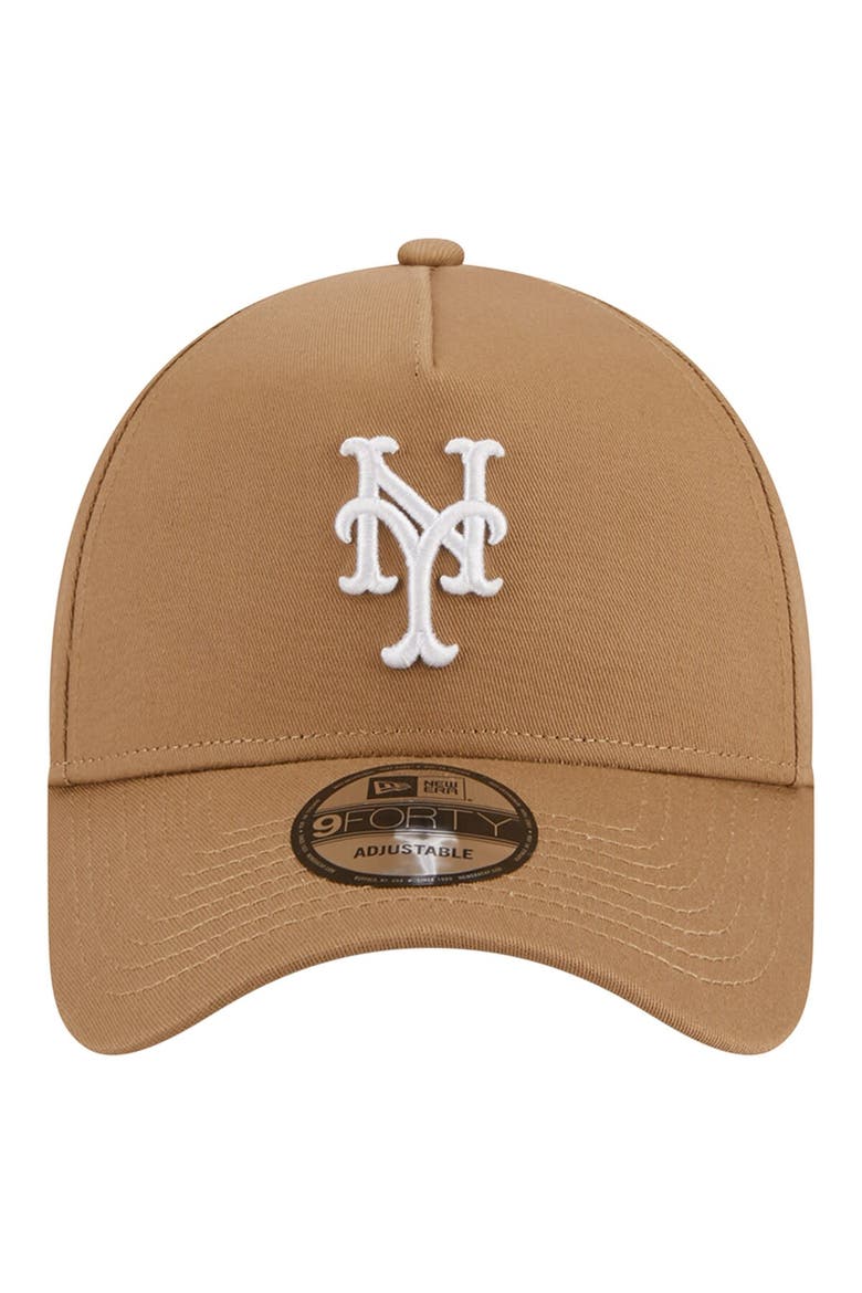 Men's New Era Khaki New York Mets A-Frame 9FORTY Adjustable Hat, Alternate, color, Khaki