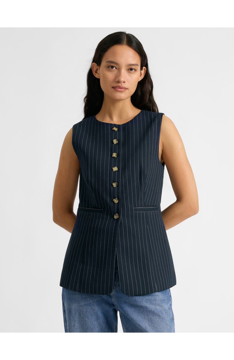 Albaray Pinstripe Waistcoat, Main, color, Navy