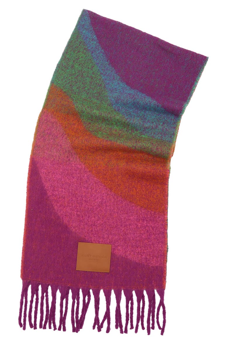 Neon Wave Yarn Dye Fringe Scarf, Alternate, color, NEON RAINBOW
