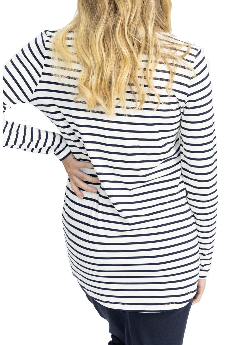 Maternity/Nursing Henley & Lounge Pants Set, Alternate, color, NAVY WHITE STRIPE
