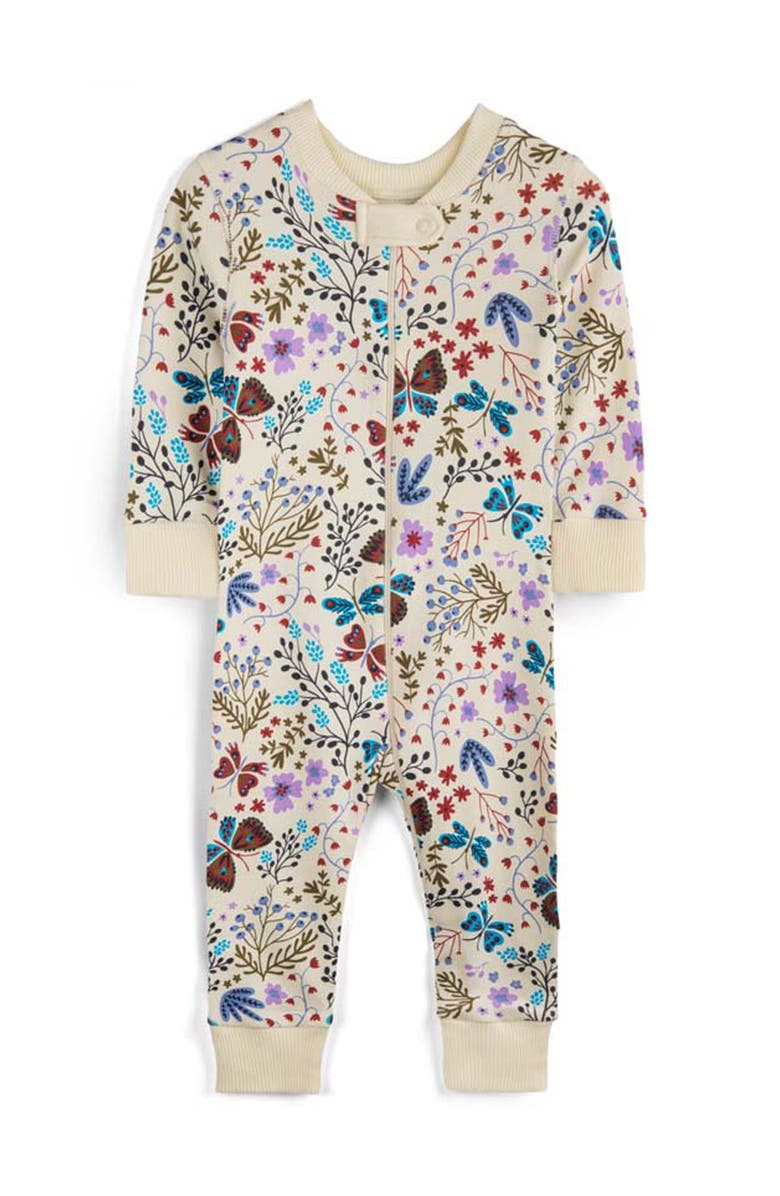 Mightly 100% Organic Cotton Print Snug Fit Baby Pajamas, Main, color, Botanical Floral