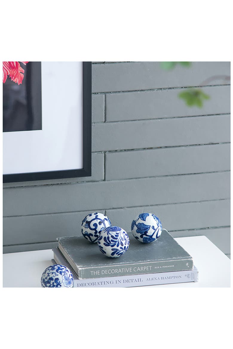 Set of 6 Decorative Spheres, Alternate, color, BLUE