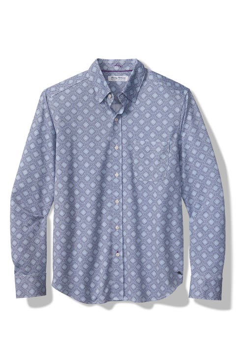 San Lucio Mira Mosaic IslandZone® Cotton Blend Button-Up Shirt (Big & Tall)