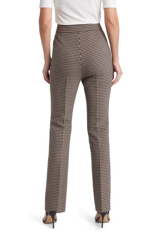 Hugo Boss Boss Tubeka Check Print Straight Leg Pants In Brown