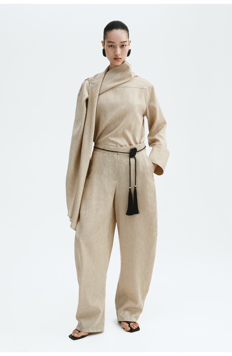 H&M Linen-blend Barrel Trousers, Alternate, color, 