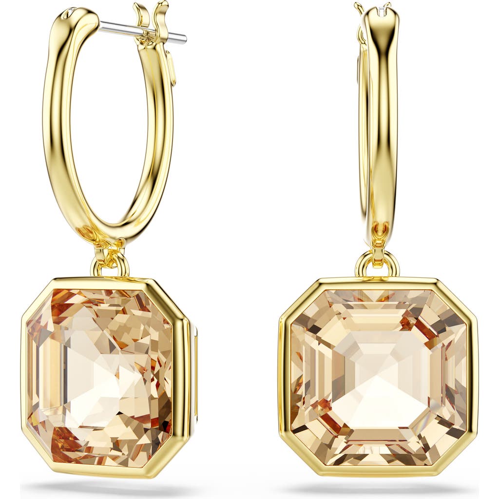 Swarovski Millenia Square Cut Gold-tone Plated Earrings In Gold