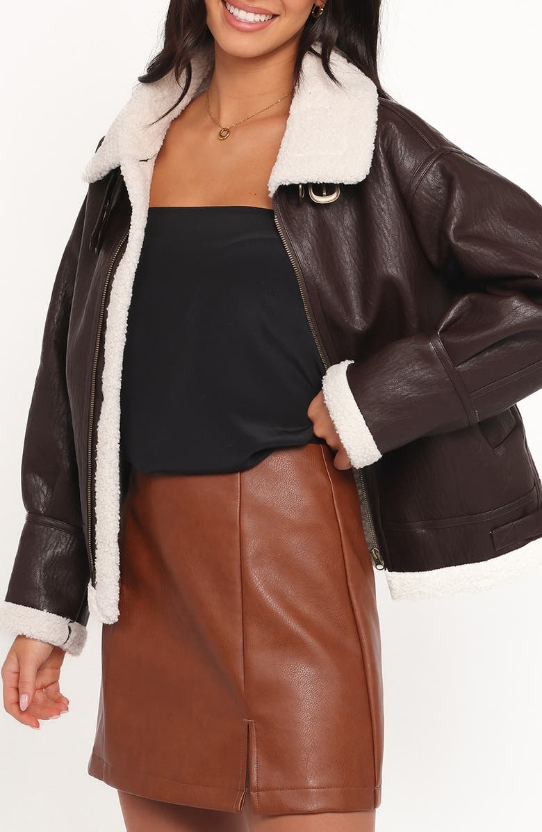 Petal & Pup Baxter Faux Shearling Lined Jacket, Alternate, color, Brown