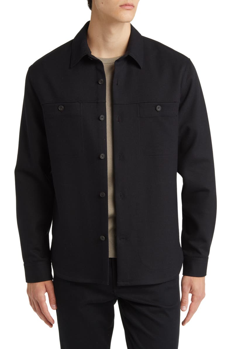Vince Relaxed Fit Double Face Cotton Blend Shirt Jacket, Main, color, Black/ Sonoma Red