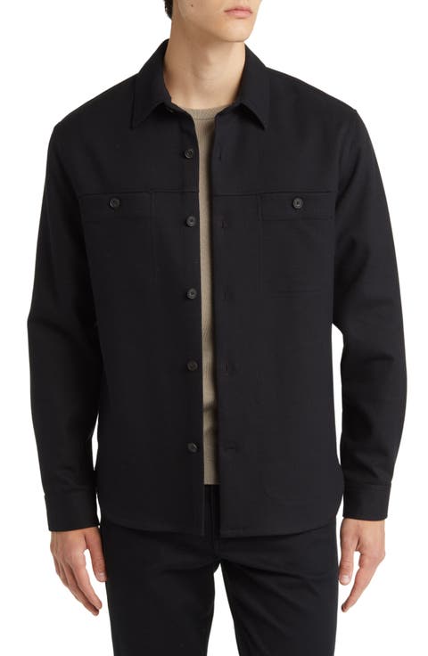 Relaxed Fit Double Face Cotton Blend Shirt Jacket