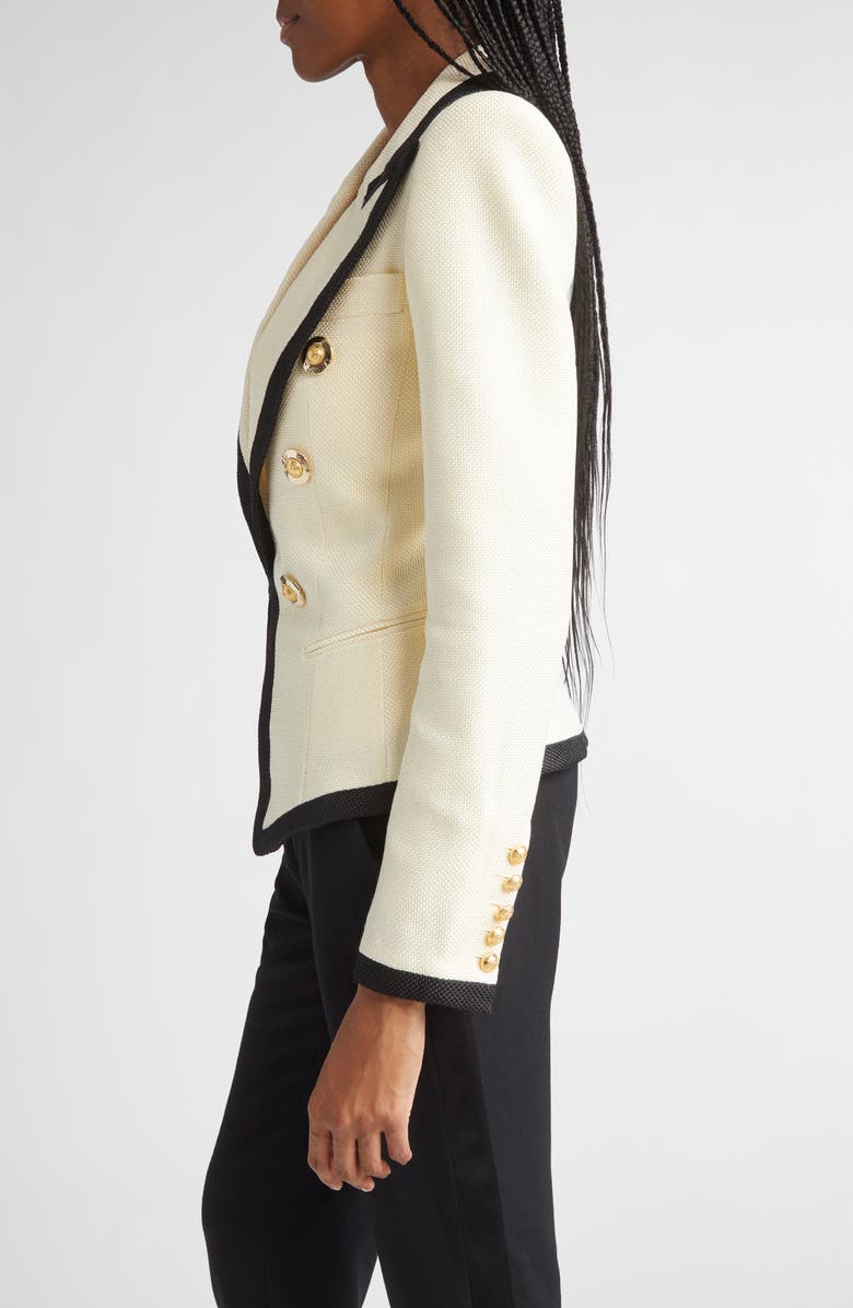 Balmain Two-Tone Basket Weave Fitted Jacket, Alternate, color, 